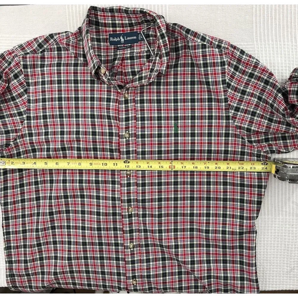Polo Ralph Lauren Mens Long Sleeve Plaid Button Down Large 100% Cotton